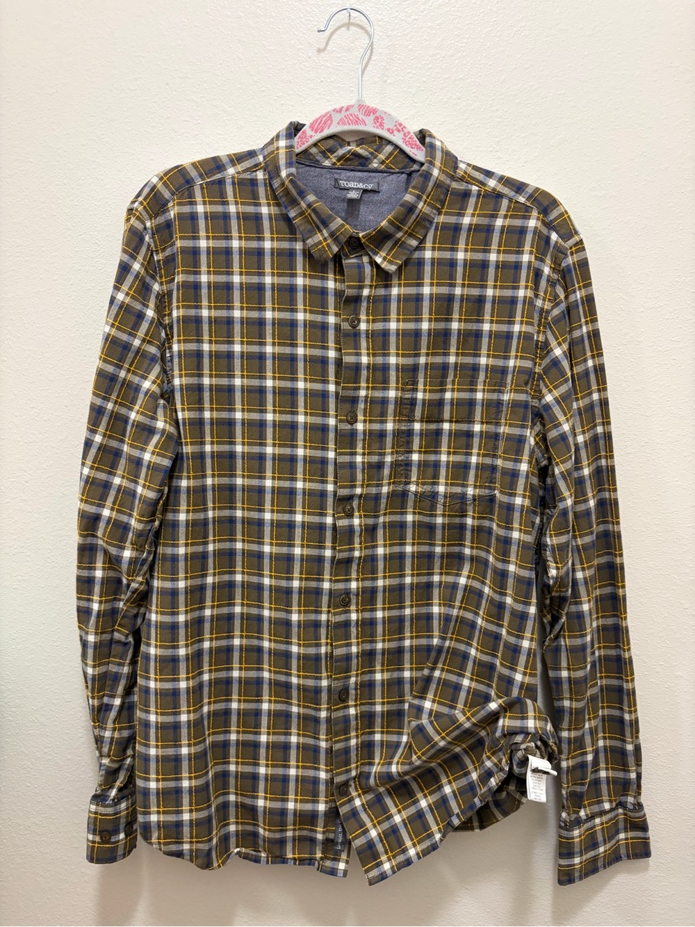 Toad & Co Airscape Shirt Mens Size L Plaid Long Sleeve Button Up Organic Cotton